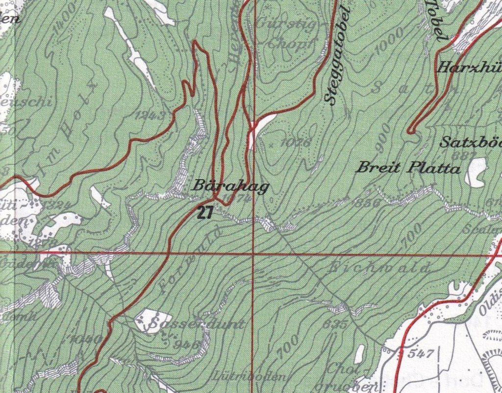Flurnamenkarte - Bärahag