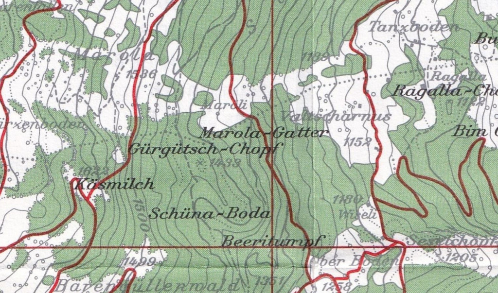 Flurnamenkarte - Marola-Gatter