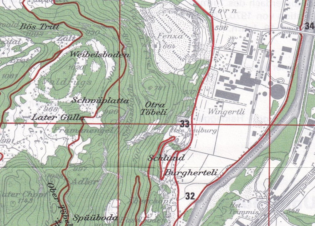 Flurnamekarte - Otra Töbeli