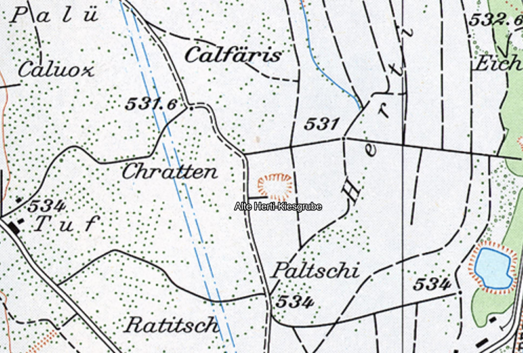 Hist. Landkarte - Alte Herti-Kiesgrube