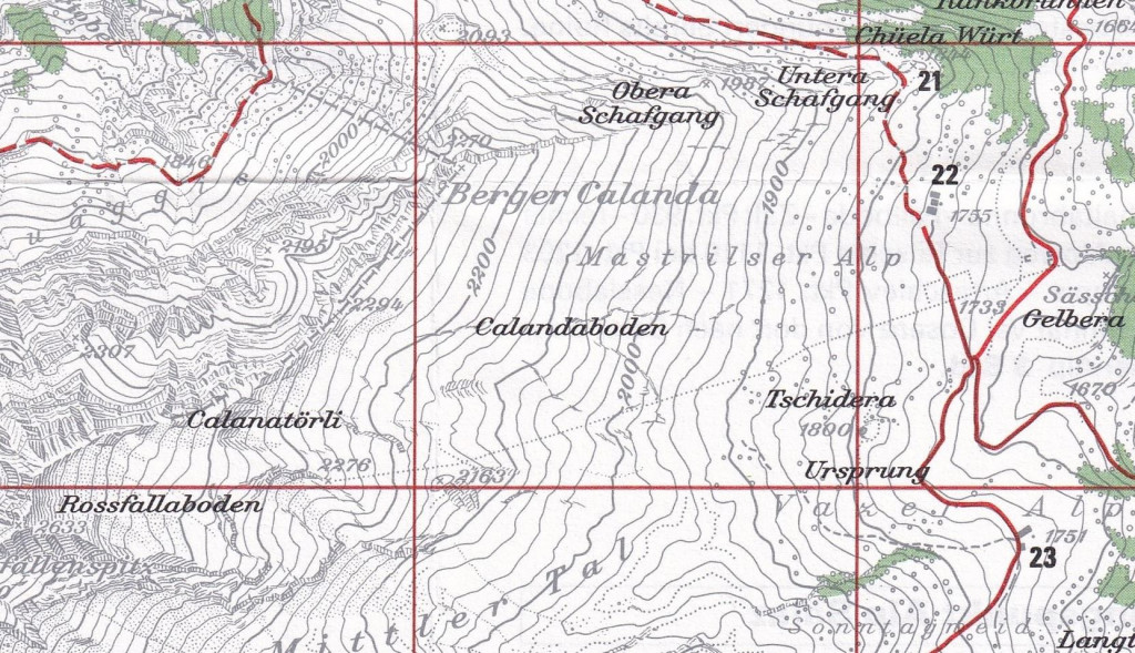 Karte mit Calandaboden